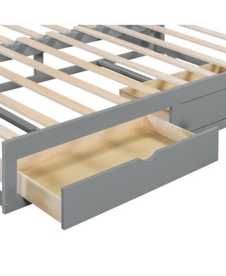 Wooden Daybed with Trundle and Storage Drawers, Extendable Sofa Bed