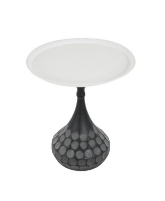 Streamdale Accent Metal Coffee Table, Pedestal, Hand-hammered, White+Black