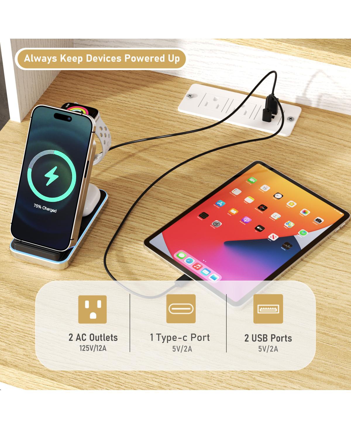 Streamdale Furniture Farmhouse Barn Door Nightstand with Charging Station