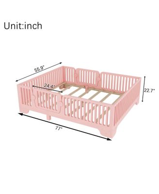 Full Floor Bed with Slats and Fence, Montessori Style