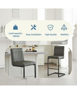 Faux Leather Bar Stool with Tufted Backrest & Footrest