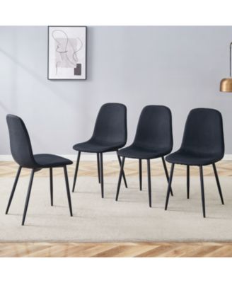 Linen Dining Chairs - Set of 4, Metal Legs