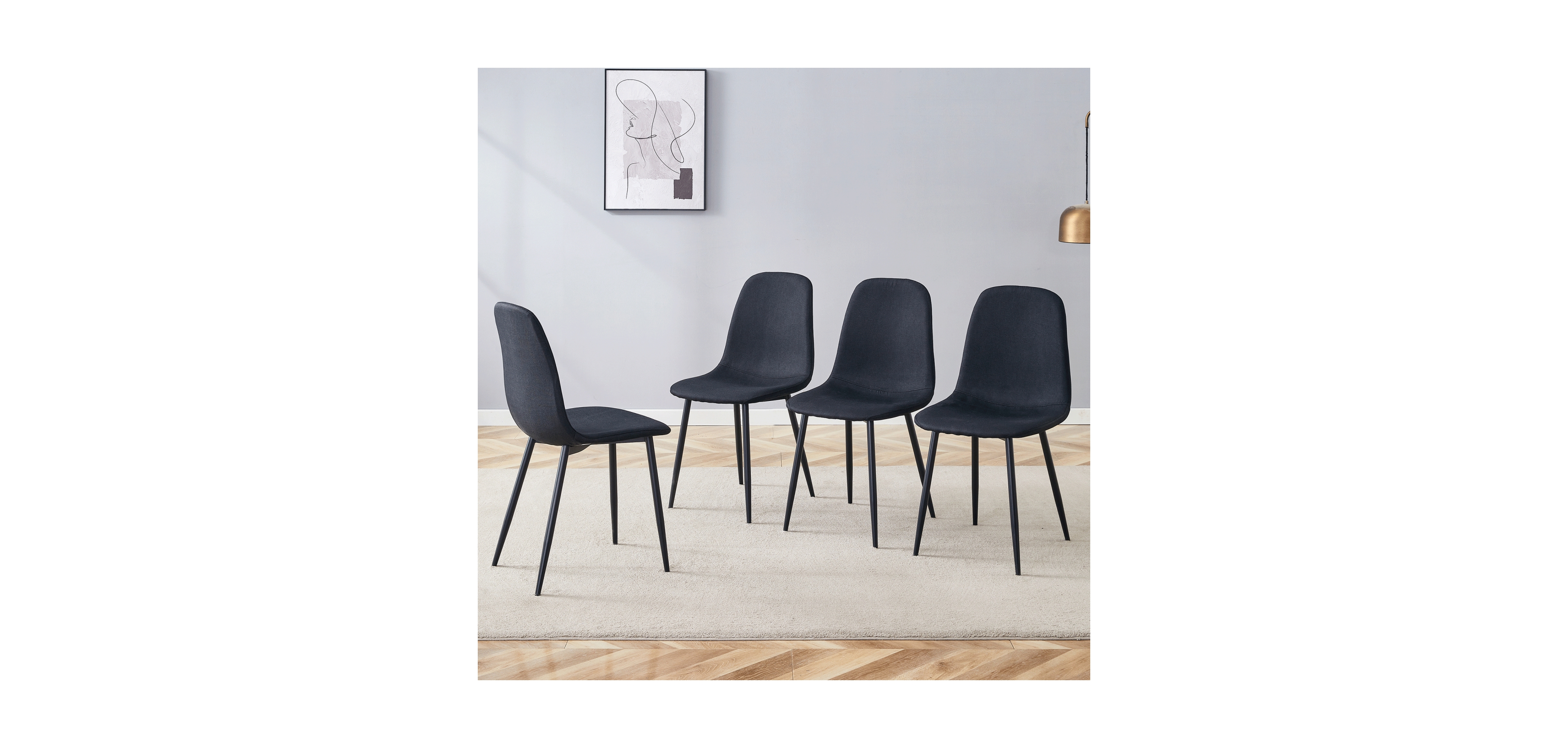 Streamdale Furniture Linen Dining Chairs - Set of 4, Metal Legs