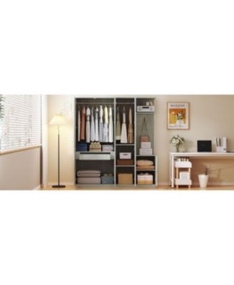 4-Door Wardrobe with Shelves Drawers and Full-Length Mirror