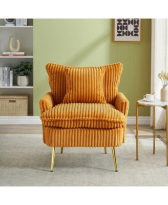 Streamdale Yellow Corduroy Accent Chair - Modern & Comfortable
