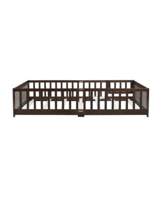 Queen Floor Bed with Fence & Guardrails