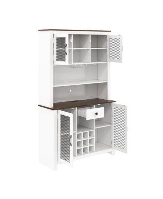  Rustic 70.9" Kitchen Pantry Storage Cabinet with LED