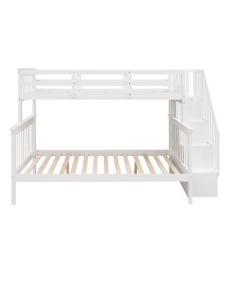 Stairway Twin-Over-Full Bunk Bed with Storage and Guard Rail