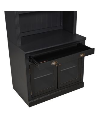 LED Lighting 2-Piece Bookcase Suite with Glass Doors & Drawers