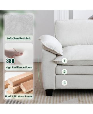 Living Room Furniture Sofa Luxury Couch with Ottoman Soft Chenille Upholstered L Shape Sofa