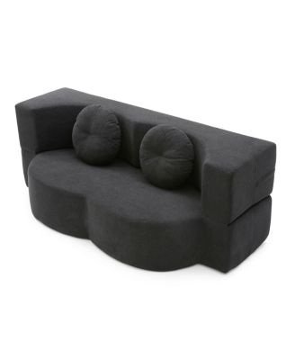 Streamdale 2-in-1 Folding Sofa Bed with Pillow, Twin Sleeper Sofa, Black