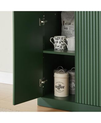 Streamdale 67-inch Modern Wavy Sideboard, 6-Door Storage Cabinet in Green