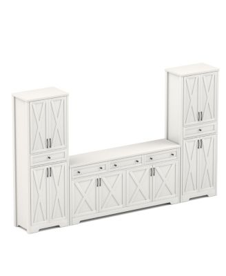 TV Cabinet Set: Multifunctional Wall Unit with 2 Sideboards