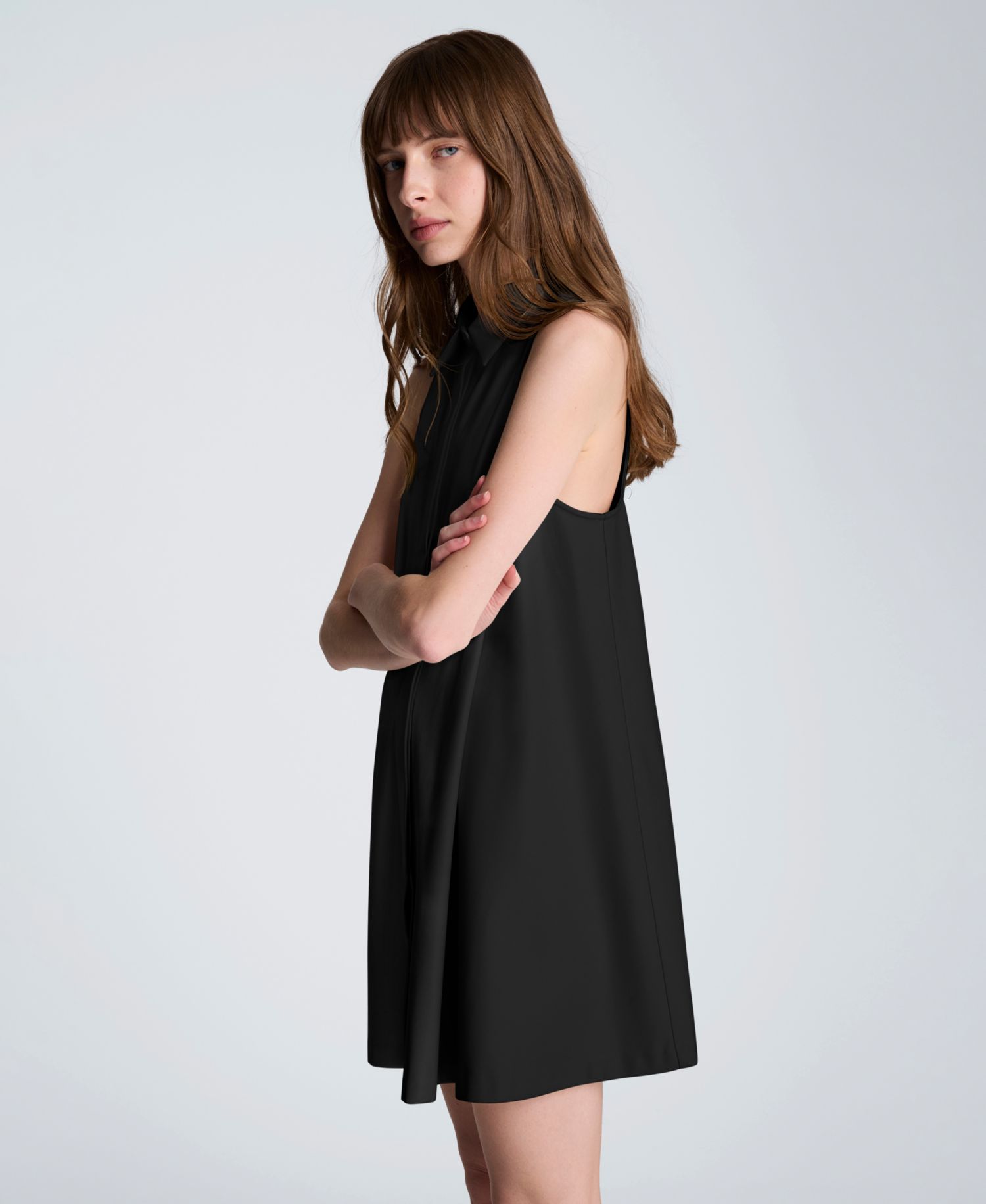 Women's Halter Collared Shirt Swing Dress