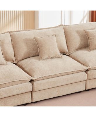 Modular Sectional Sofa, 102" L-Shaped Couch Set with Movable Ottoman