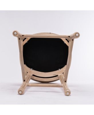 French Country Wooden Barstools with Upholstered Seating, Set of 2