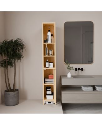 Natural bamboo large capacity thin and tall cabinet