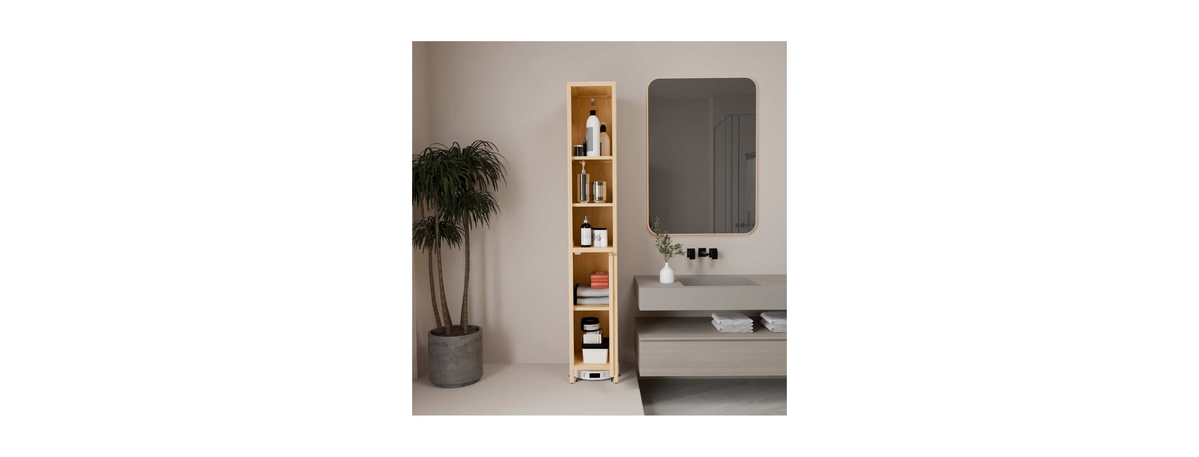 Streamdale Furniture Natural bamboo large capacity thin and tall cabinet