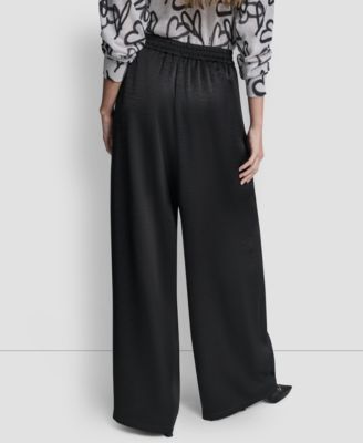 Women's Pleated Wide-Leg Pull-On Pants