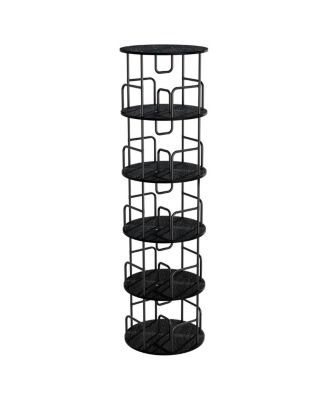 Rotating Bookshelf Tower 5 Tier, Spinning Bookcase, Revolving 360 Bookshelf, Black