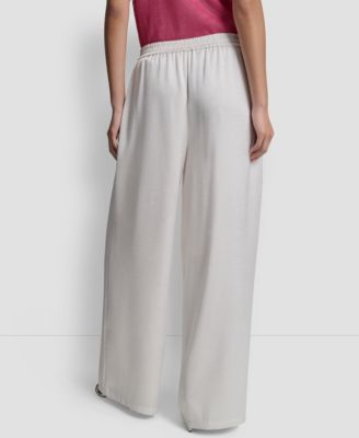 Women's Pleated Wide-Leg Pull-On Pants