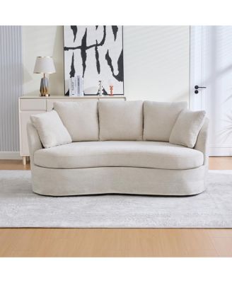73.82" Wide Curved Sofa, Modern Plush Chenille, Extra-Deep Seat, 4 Cushions