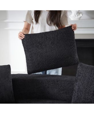 Modular Chenille Sofa Set with 6 Pillows, 4 Footstools