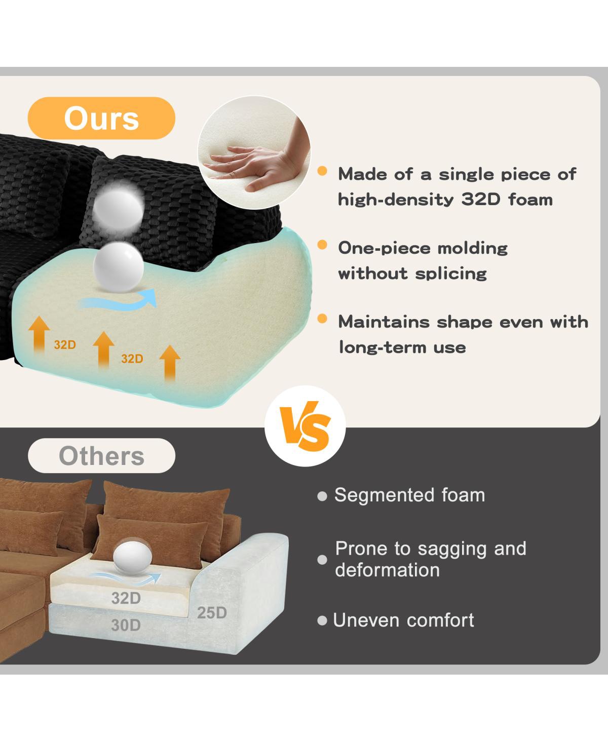 Streamdale Furniture Streamdale 82" Modern L-Shaped Flannelette Sectional Sofa, Oversized Deep Seat Couch