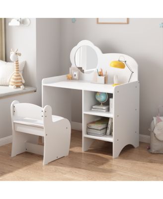 Kids Vanity Table with Mirror, Chair & Storage
