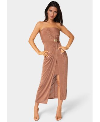 Women's Strapless Twist Waist Maxi Dress