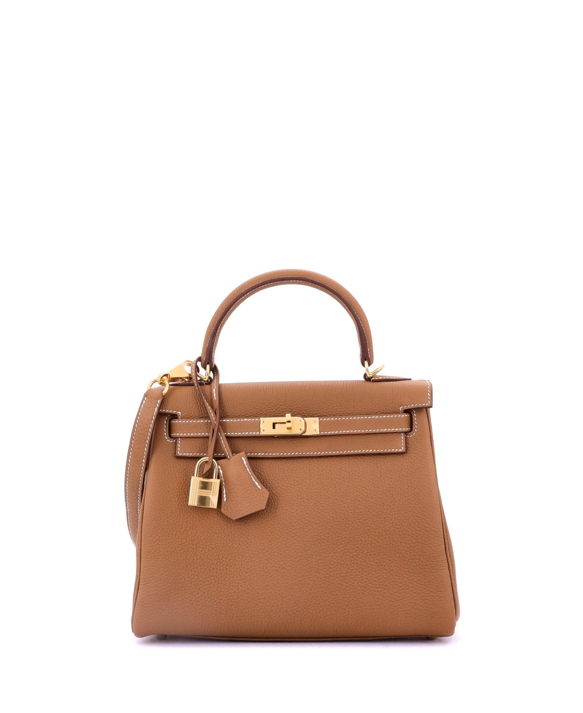 Pre-Owned HERMES Kelly 25 Handbag Brown Togo with Gold Hardware