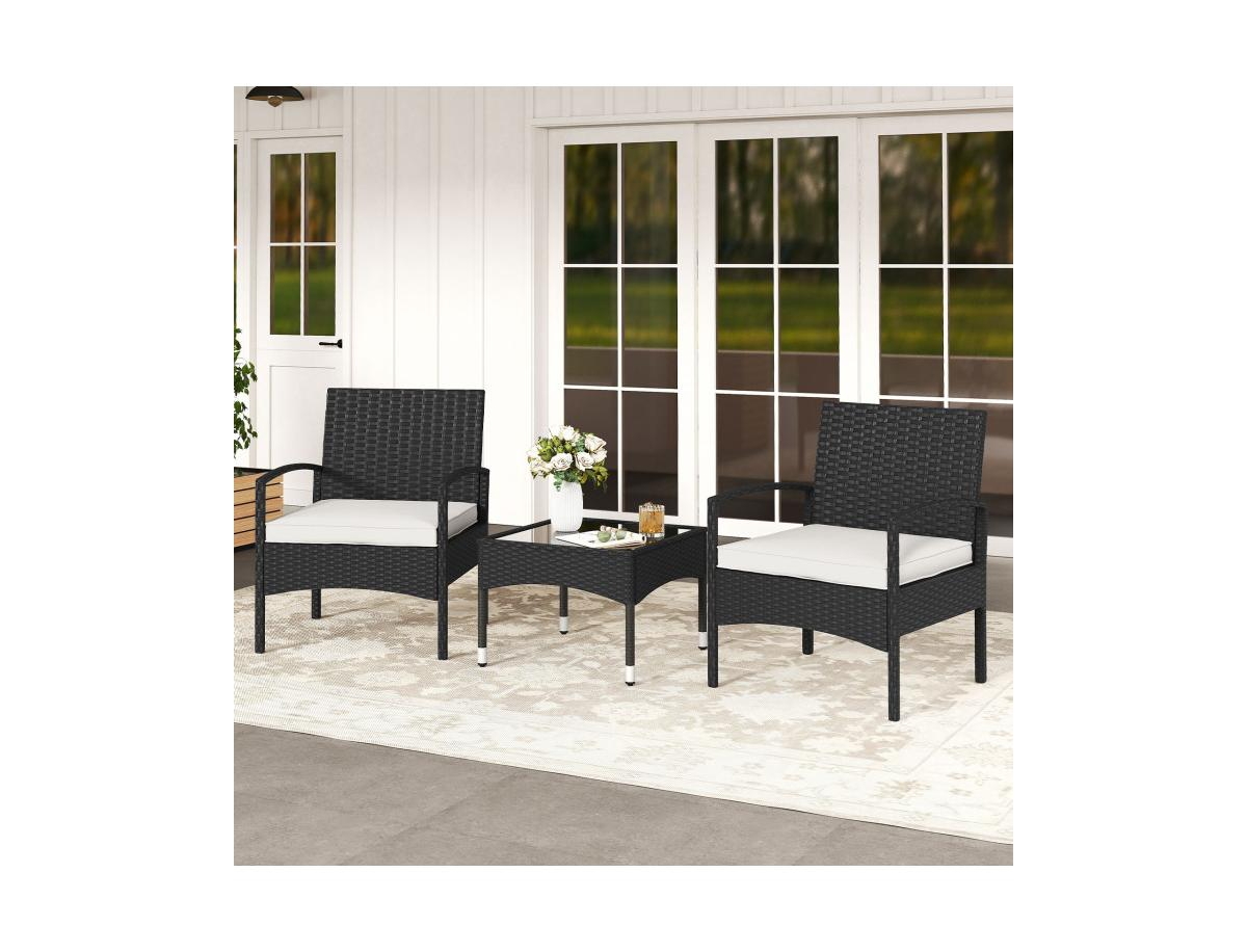 Slickblue Outdoor 3-Piece Rattan Bistro Furniture Set with Table