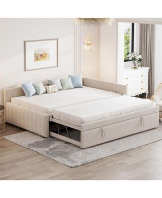 Upholstered L-Shaped Daybed with Twin Trundle