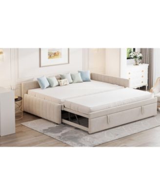 Upholstered L-Shaped Daybed with Twin Trundle