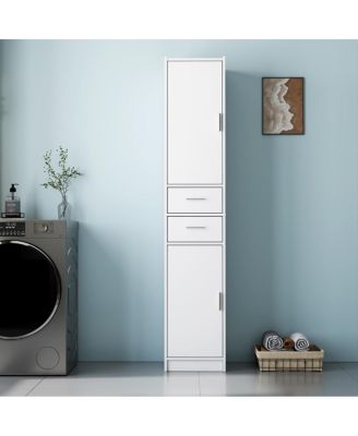 White 70.87" H Tall Bathroom Storage Cabinet with 2 Doors & 2 Drawers