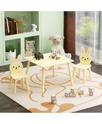 Kids Table and Chair Set with 2 Bunny Chairs