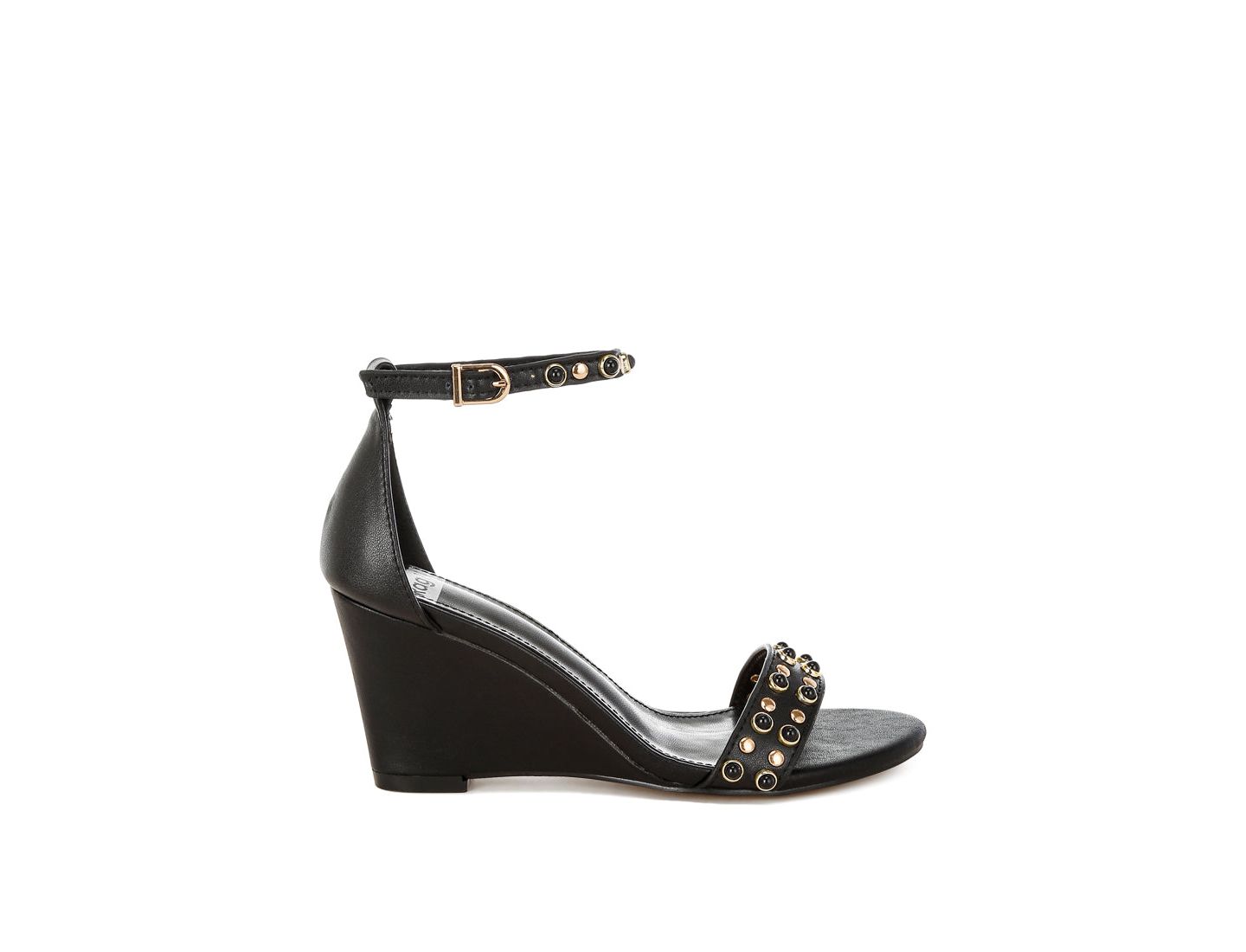 Женские сандалии Rag & Co Nidara Studs Embellished Genuine Leather, цвет: Чёрный кожаный — фото 3