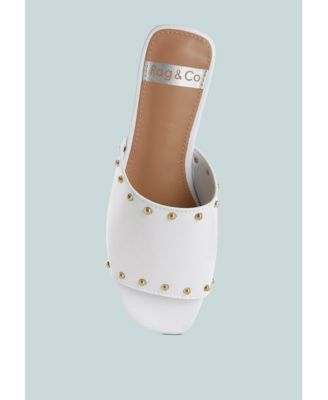 Womens Renaldi Genuine Leather Studded Slip-On Flats