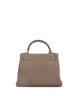 Kelly 28 Handbag Grey Clemence with Palladium Hardware