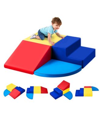 Foam Climbing Toys, 4-Piece Set, PU Leather Soft Play Blocks, Indoor Climb & Crawl Set, Easy Clean, 6M-3Y