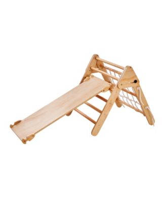 Pikler Triangle Set, 4-in-1 Montessori Climbing Gym w/ Triangle & Ramp, Large Wooden Set, Ages 1-3