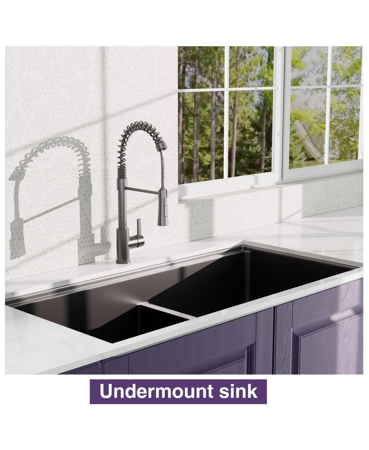 flynama huluwat 33x19x10inch Gunmetal Black Undermount Double Bowl Kitchen Sink All In One Stainless Steel