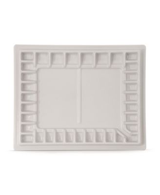Ceramic Watercolor Paint Palette Tray - 33-Well Ceramic Palette | Large Mixing Areas - 13.5 x 10.8 Paint Pallet