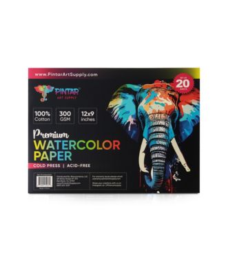 Watercolor Paper Block, 100% Cotton, 140lb/300gsm, Rough Grain, 20 Sheets, 12x9" Paper Pad