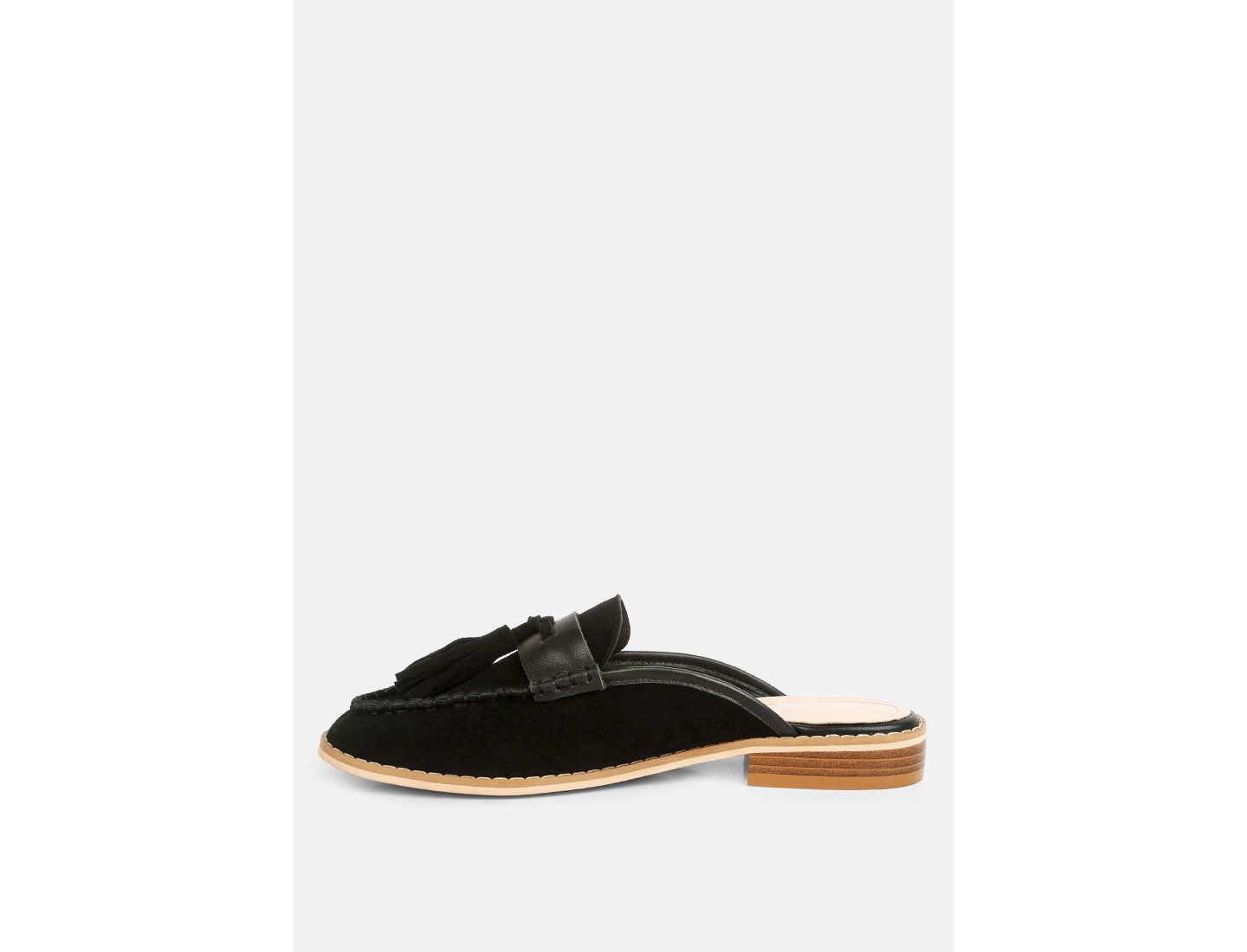 Женские сабо Rag & Co Edmanda Tassle Detail Leather Mules, цвет: Чёрный — фото 6
