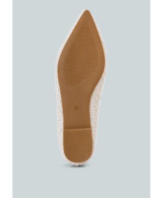 Women's aria embellished jewel buckle tweed ballet flats