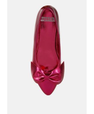 Womens Bromelia Metallic Pleather Bow Ballerinas