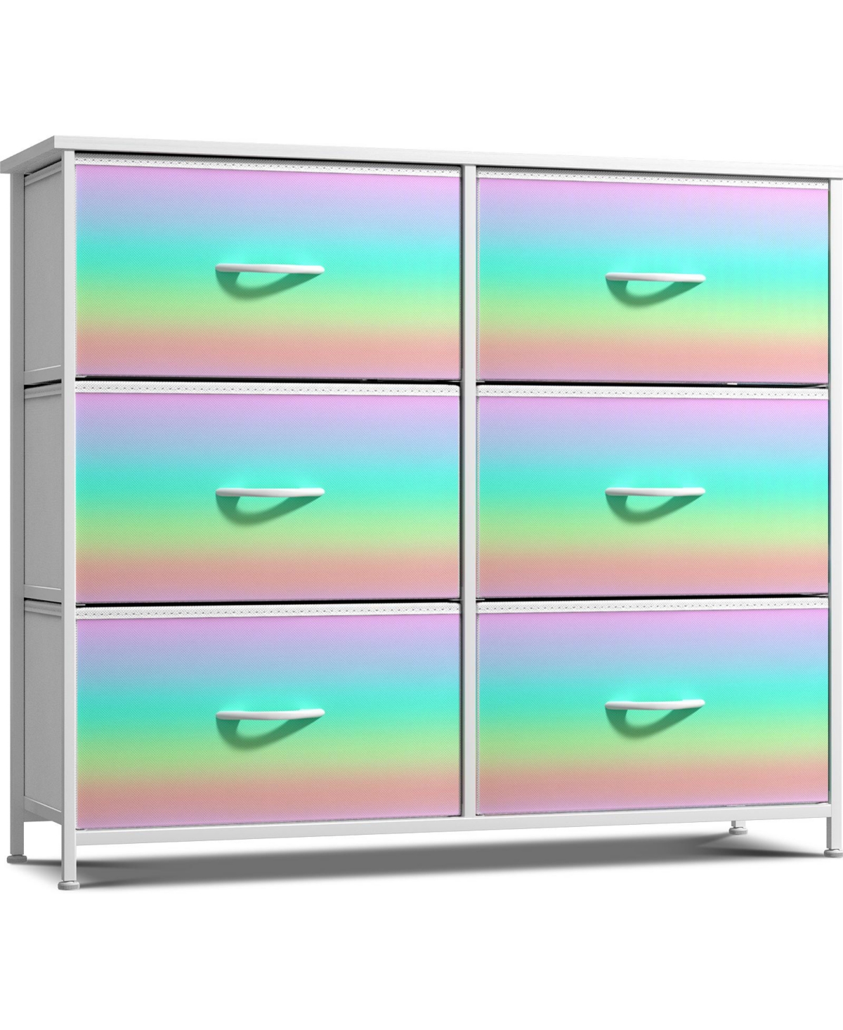 Sorbus 6 Drawers Dresser- Storage Unit with Steel Frame, Wood Top, Fabric Bins - for Bedroom, Closet, Office and more