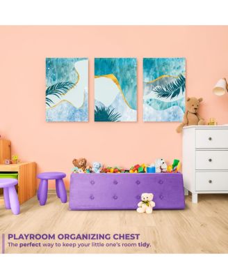 44 Inch Faux Suede Storage Bench