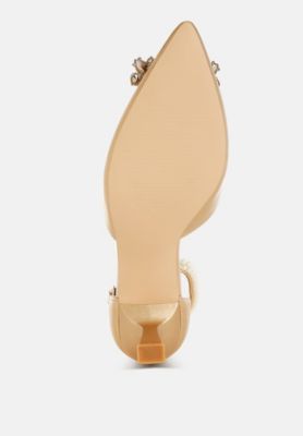 Womens Onkana Diamante Brooch Kitten Heel Sandals